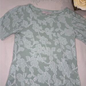 LOFT Women's Soft Green Floral Blouse